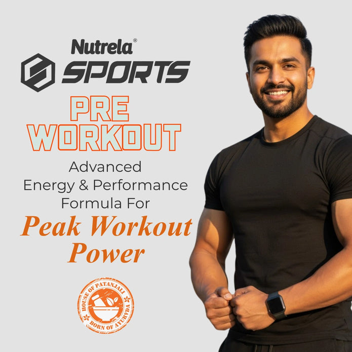 Patanjali Nutrela Sports Pre-Workout Watermelon 300g | Swadeshi Clean Performance Booster with Creatine & BCAAs