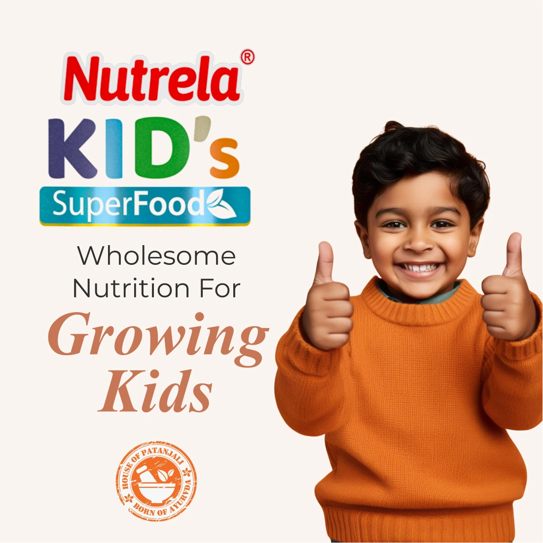 Patanjali Nutrela Kid’s Superfood 400g | Health Drink with Milk, Protein, Vitamins | Nutrition Powder for Kids 4–12 Years | Chocolate Milk Mix 400g