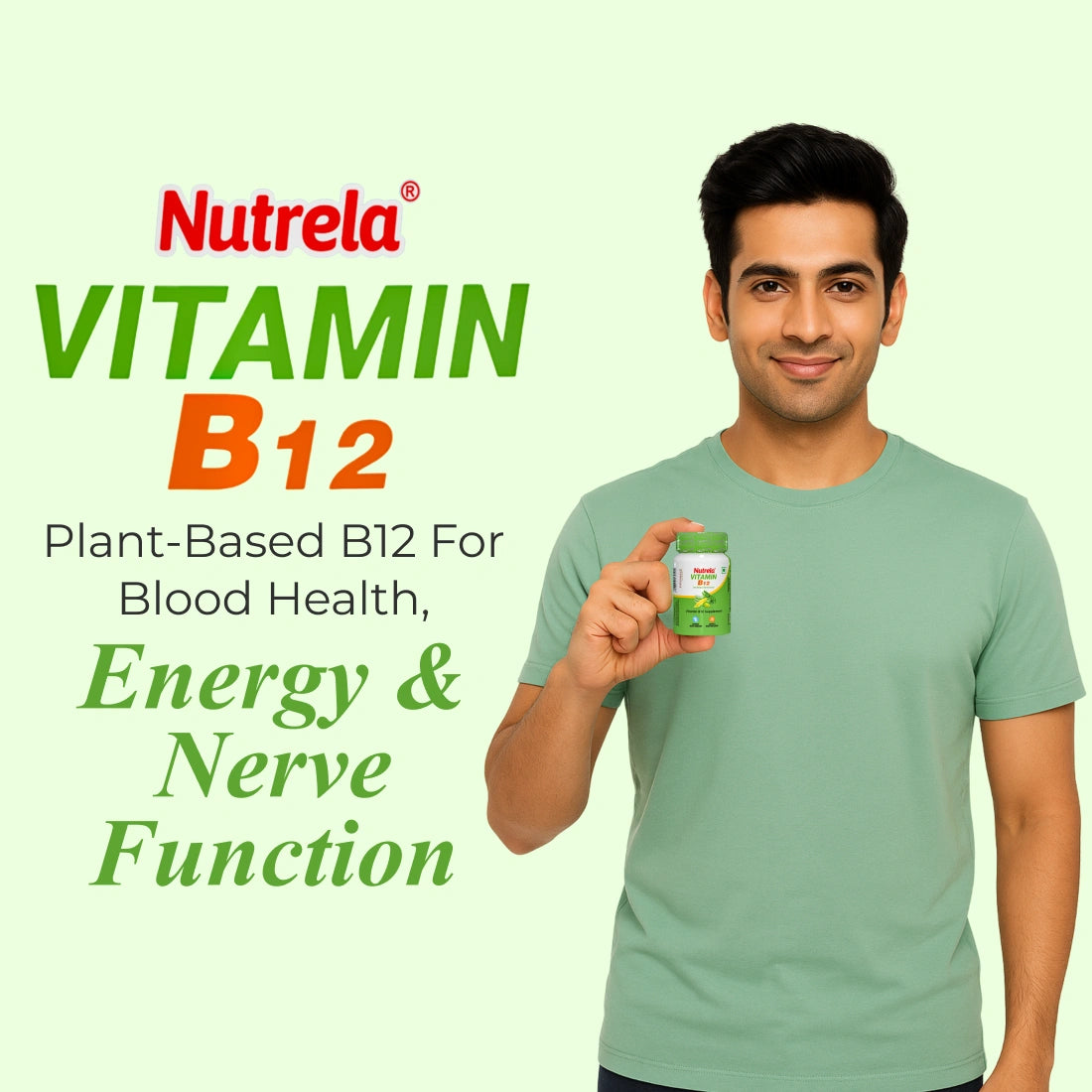 Patanjali Nutrela Natural Plant-Based Vitamin B12 (Pack of 2) | Natural Moringa-Based Veg B12 for Daily Energy & Stamina | Made in Bharat