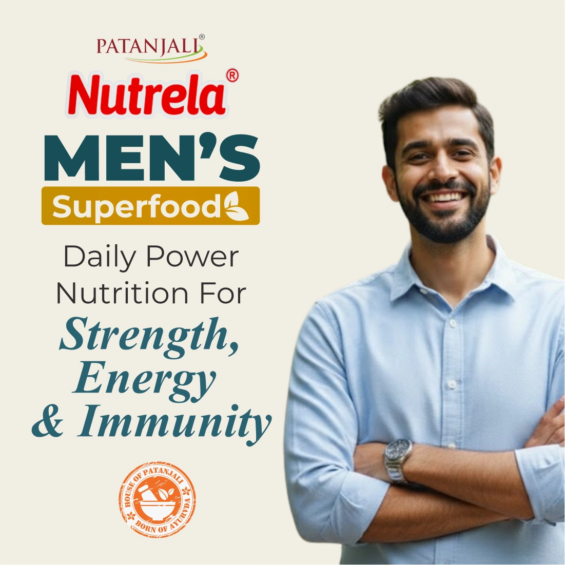 Patanjali Nutrela Men’s Superfood 400g X (Pack of 2) | Protein, Vitamins & Minerals Daily Nutrition Supplement for Men