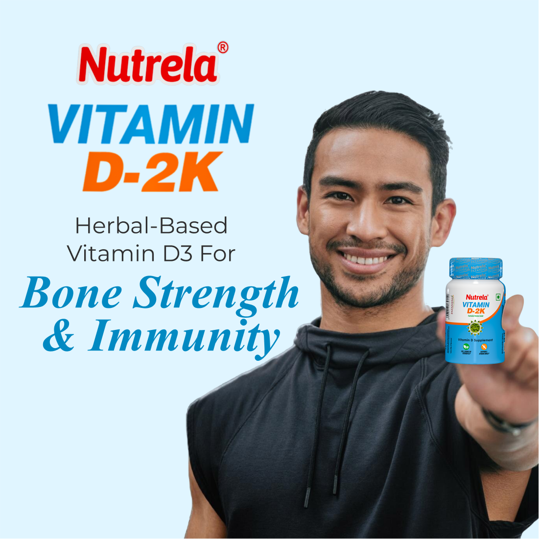 Patanjali Nutrela Vitamin D2K- 60 X 2 Chewable Tablets for Men & Women - Vanilla Flavor (Pack of 2)