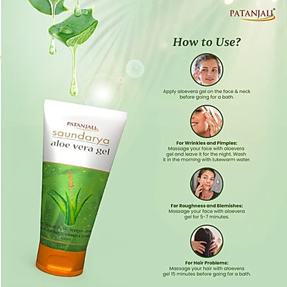 Patanjali Aloe Vera Gel for Face & Skin Glow | Natural Moisturizer & Acne Care | 150 ml