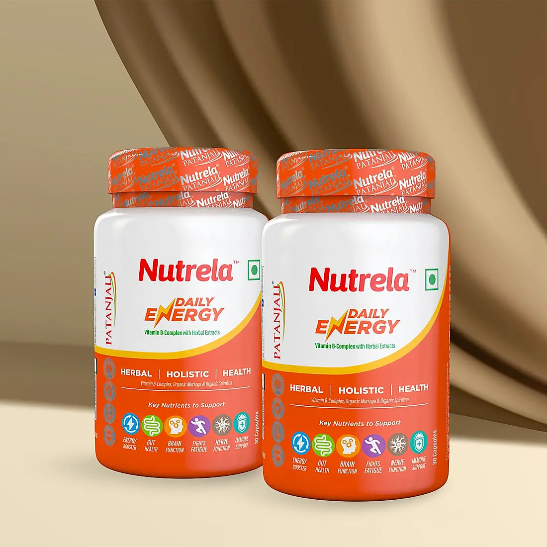 Patanjali Nutrela Daily Energy - Organic B Complex 30 X 2 Capsules (Pack of 2)