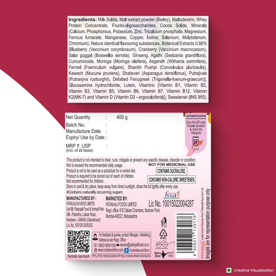 Patanjali Nutrela Women Superfood Chocolate Flavor - 1.2kg (Pack of 3)