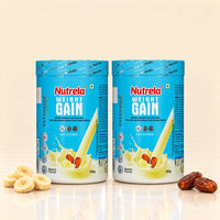 Patanjali Nutrela Banana Weight Gainer 1 kg | High-Calorie Ayurvedic Mass Gainer | Swadeshi Strength Formula (Pack of 2)