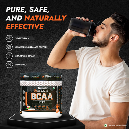 Patanjali Nutrela Sports BCAA 2:1:1 – Spicy Guava (300g) | Swadeshi Muscle Recovery Amino Blend
