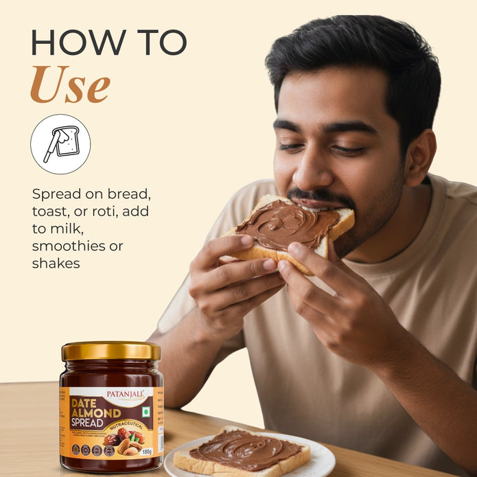 Patanjali Date Almond Spread | No Refined Sugar | Nutritious & Tasty Spread | Delicious Nutrition for Kids