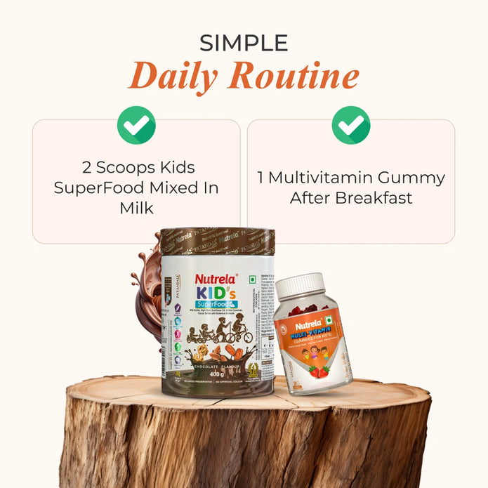 Patanjali Nutrela Kids SuperFood + Kids Multivitamin Gummies (Combo)