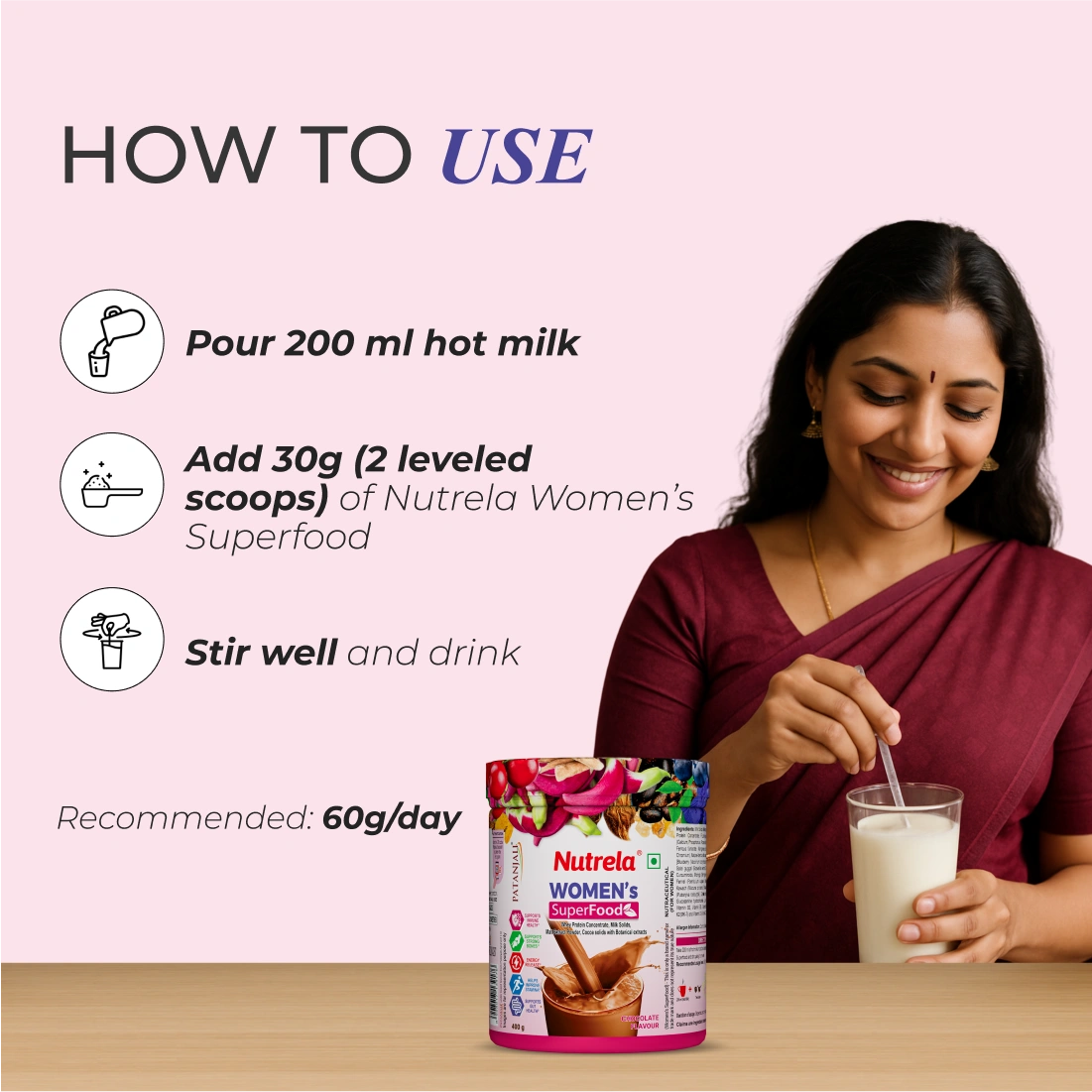 Patanjali Nutrela Women’s Superfood 400g | Protein, Vitamins, Minerals & Botanical Extracts | Health Drink  for Women 400g