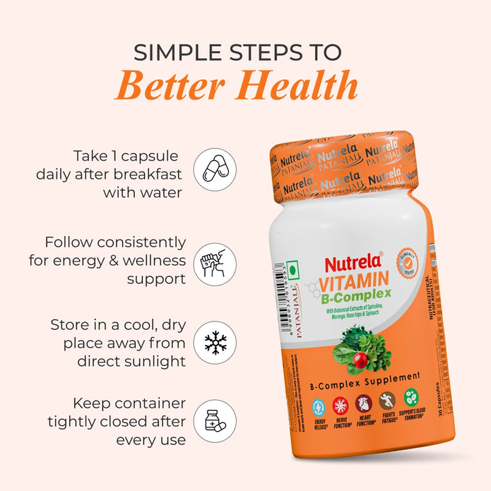 Patanjali Nutrela Vitamin B Complex 30 Capsules (Pack of 1)