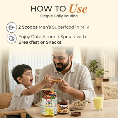 Patanjali Nutrela Men's Superfood + Dates & Almond Spread Combo (400G+180G)