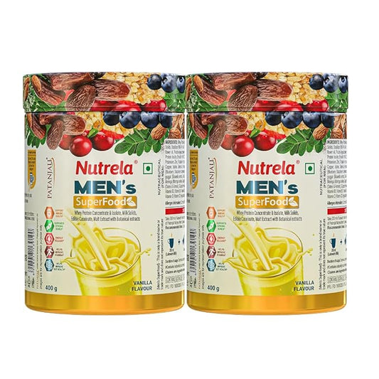 Patanjali Nutrela Men’s Superfood 400g X (Pack of 2) | Protein, Vitamins & Minerals Daily Nutrition Supplement for Men