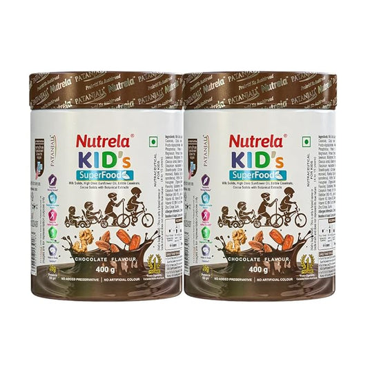 Patanjali Nutrela Kid’s Superfood | Kids Health Drink with Milk, Protein & Essential Nutrients | 400g x 2