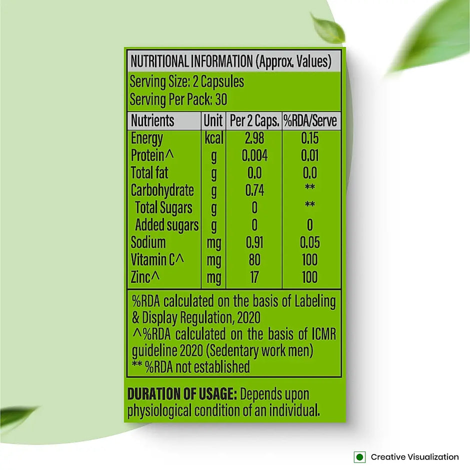 Patanjali Nutrela Vitamin C + Zinc 60 Tablets (Pack of 1)