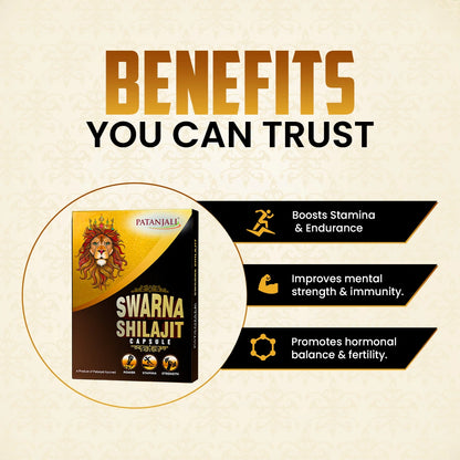 Patanjali Shilajit Capsules with Ashwagandha & Herbs | Ayurvedic Energy Supplement | Daily Wellness & Active Lifestyle