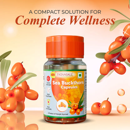 Patanjali Sea Buckthorn Oil Capsules | Antioxidant & Omega Fatty Acid Supplement | Daily Wellness Support