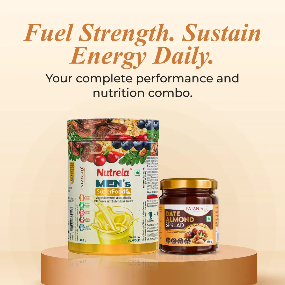 Patanjali Nutrela Men's Superfood + Dates & Almond Spread Combo (400G+180G)