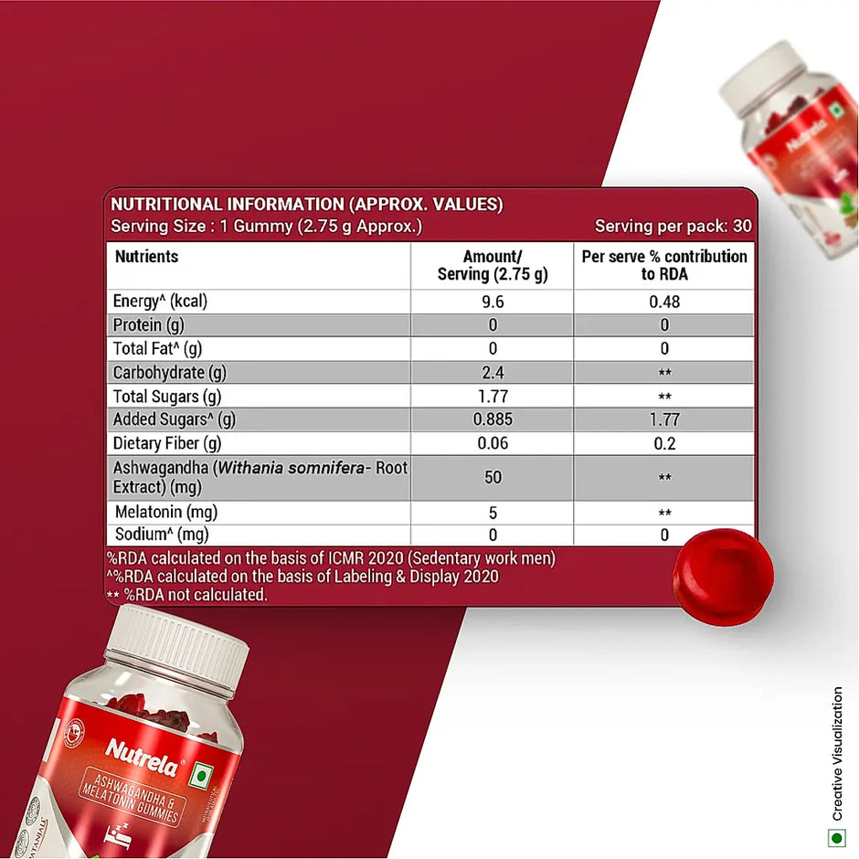 Patanjali Nutrela Ashwagandha & Melatonin Gummies (30 Gummies)