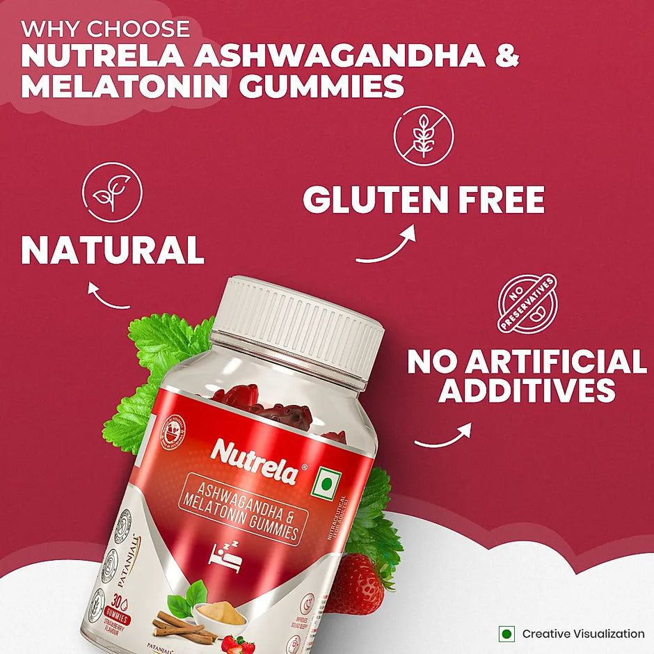 Patanjali Nutrela Ashwagandha & Melatonin Gummies (30 Gummies)