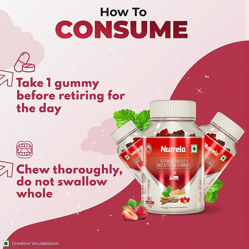Patanjali Nutrela Ashwagandha & Melatonin Gummies (30 Gummies)