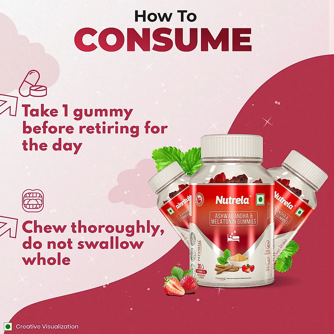 Patanjali Nutrela Ashwagandha & Melatonin Gummies (30 Gummies)