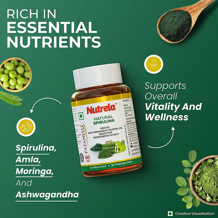 Patanjali Nutrela Natural Spirulina 60 X 2 Tablets (Pack of 2)