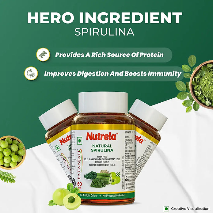Patanjali Nutrela Natural Spirulina 60 X 2 Tablets (Pack of 2)
