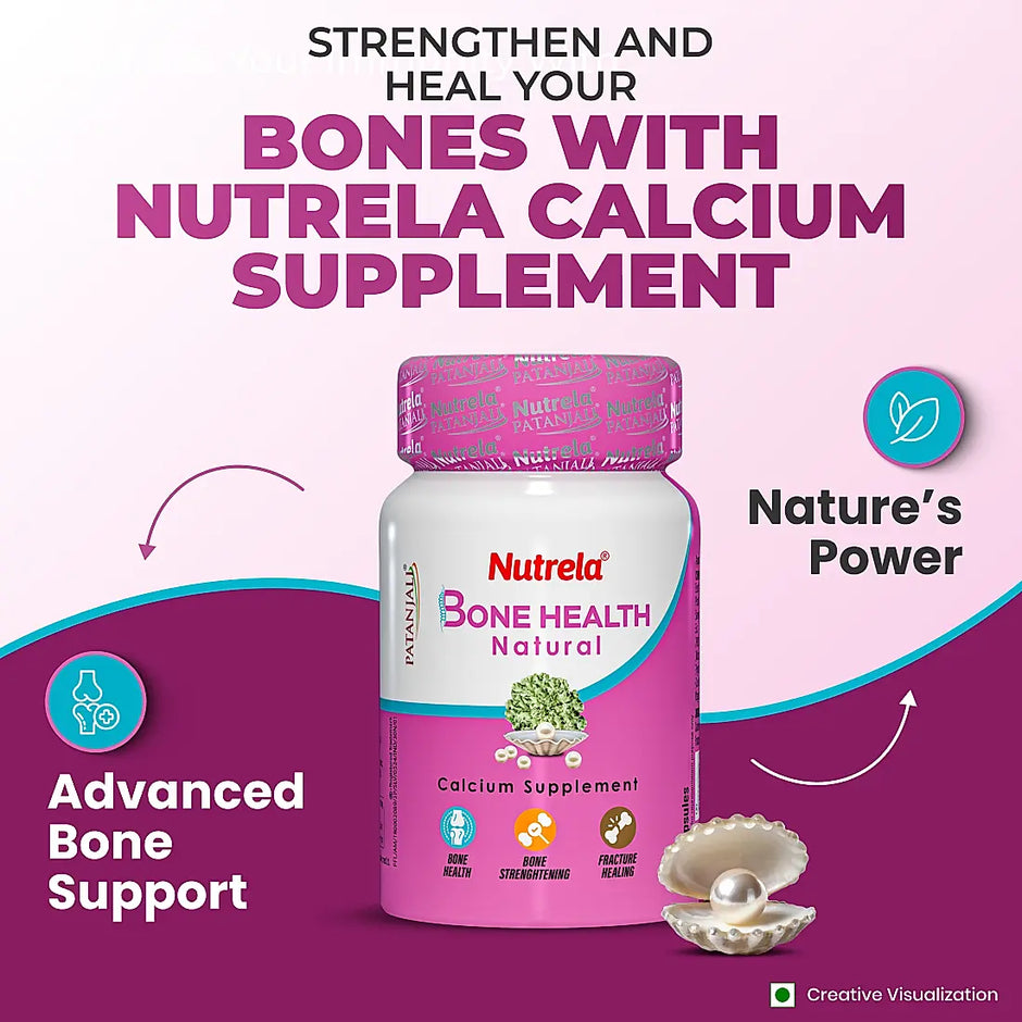 Patanjali Nutrela Bone Health - Natural 30 X 3 Capsules Calcium Supplement (Pack of 3)