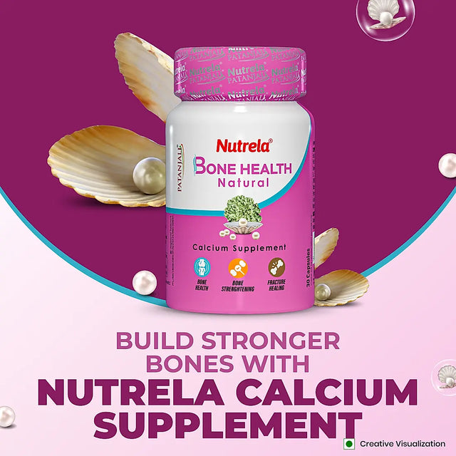 Patanjali Nutrela Bone Health - Natural 30 X 2 Capsules Calcium Supplement (Pack of 2)