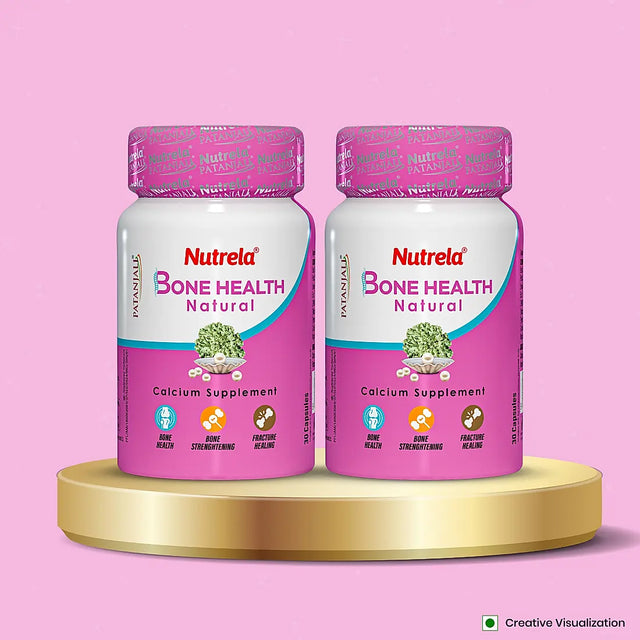 Patanjali Nutrela Bone Health - Natural 30 X 2 Capsules Calcium Supplement (Pack of 2)