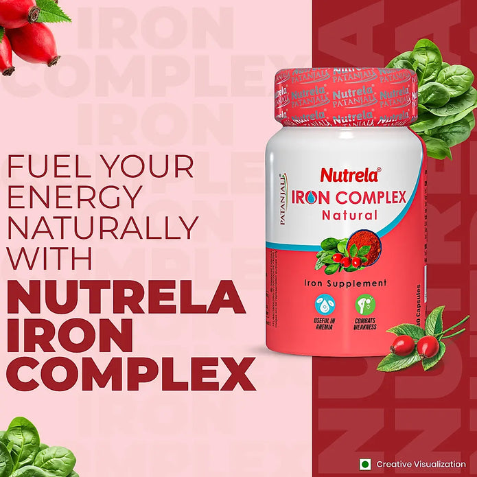 Patanjali Nutrela Iron Complex Natural 30 Capsules (Pack of 1)