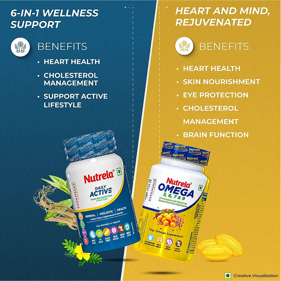 Patanjali Nutrela Daily Active + Organic Omega (Combo)