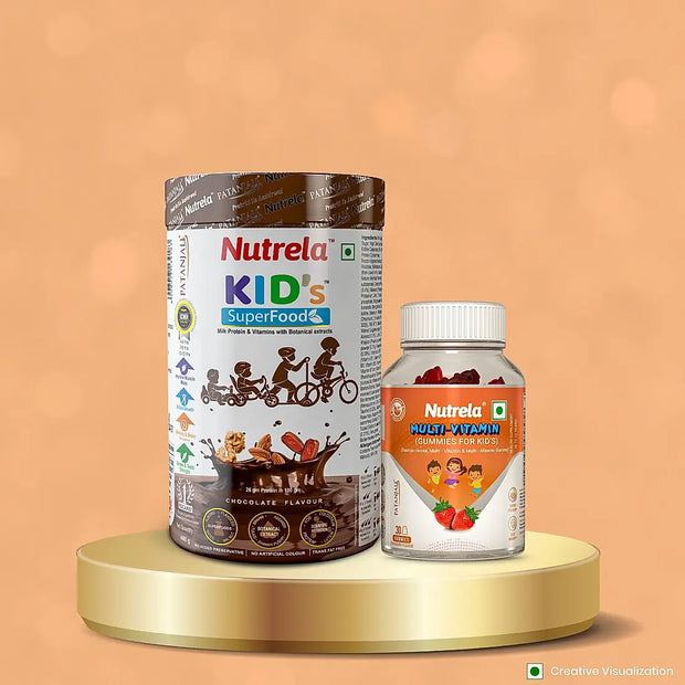 Patanjali Nutrela Kids SuperFood + Kids Multivitamin Gummies (Combo)