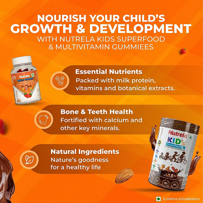 Patanjali Nutrela Kids SuperFood + Kids Multivitamin Gummies (Combo)