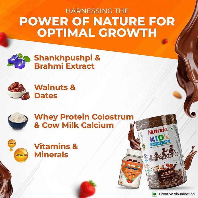 Patanjali Nutrela Kids SuperFood + Kids Multivitamin Gummies (Combo)