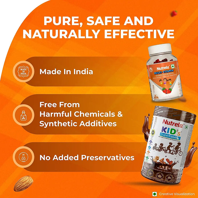 Patanjali Nutrela Kids SuperFood + Kids Multivitamin Gummies (Combo)