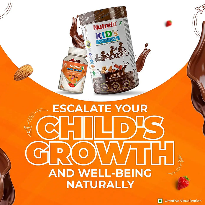 Patanjali Nutrela Kids SuperFood + Kids Multivitamin Gummies (Combo)