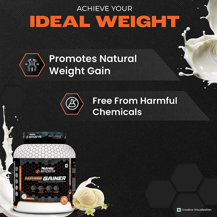 Patanjali Nutrela Sports Mass Gainer (French Vanilla) 2KG