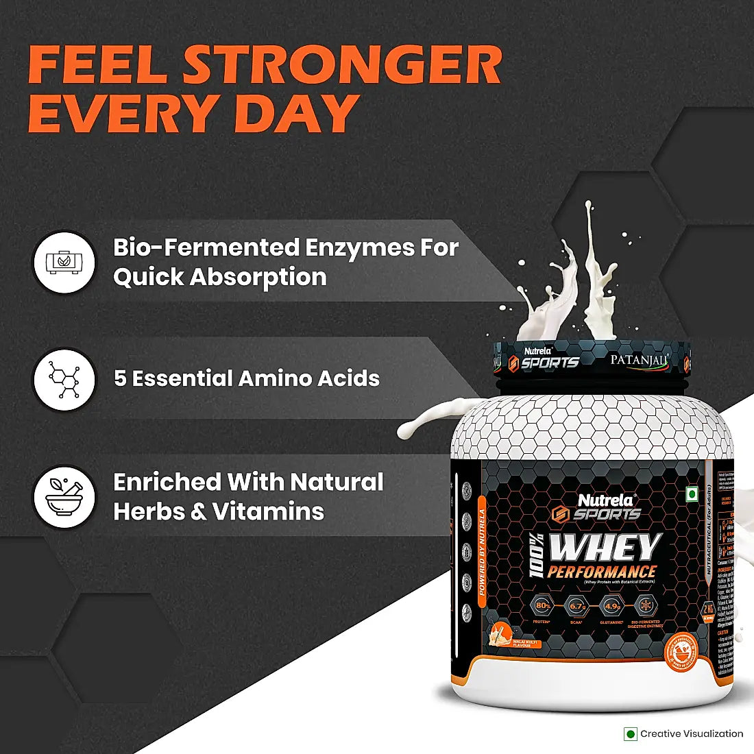 Patanjali Nutrela Sports  100% Whey Performance Malai Kulfi-2KG