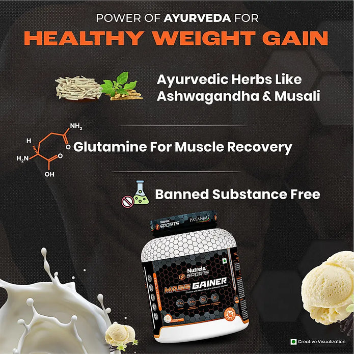 Patanjali Nutrela Sports Mass Gainer (French Vanilla) 2KG