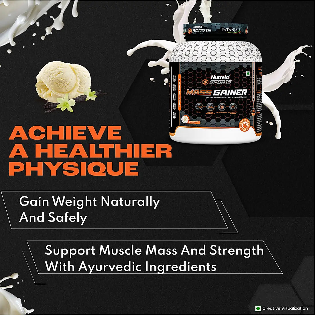 Patanjali Nutrela Sports Mass Gainer French Vanilla-2KG