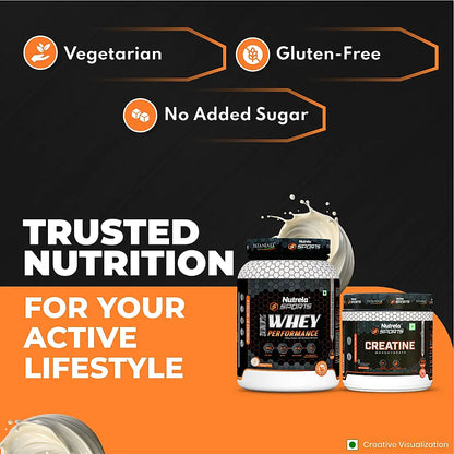 Patanjali Nutrela Sports 100% Whey French Vanilla (1KG) + Creatine Monohydrate (100g) + Free Shaker