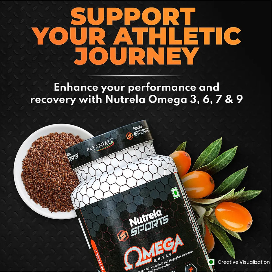 Patanjali Nutrela Sports Organic Omega 3,6,7 & 9 (90 Capsules) (Jun Exp.)