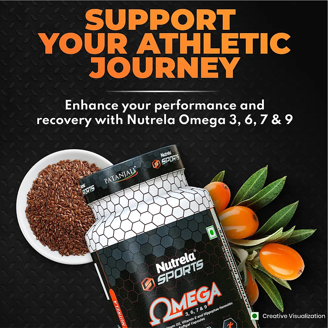 Patanjali Nutrela Sports Organic Omega 3,6,7 & 9 (90 Capsules) (Jun Exp.)