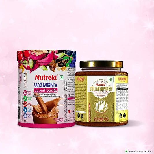 Patanjali Nutrela Women’s SuperFood + Collagen Prash | Daily Nutrition and Skin Repair Combo