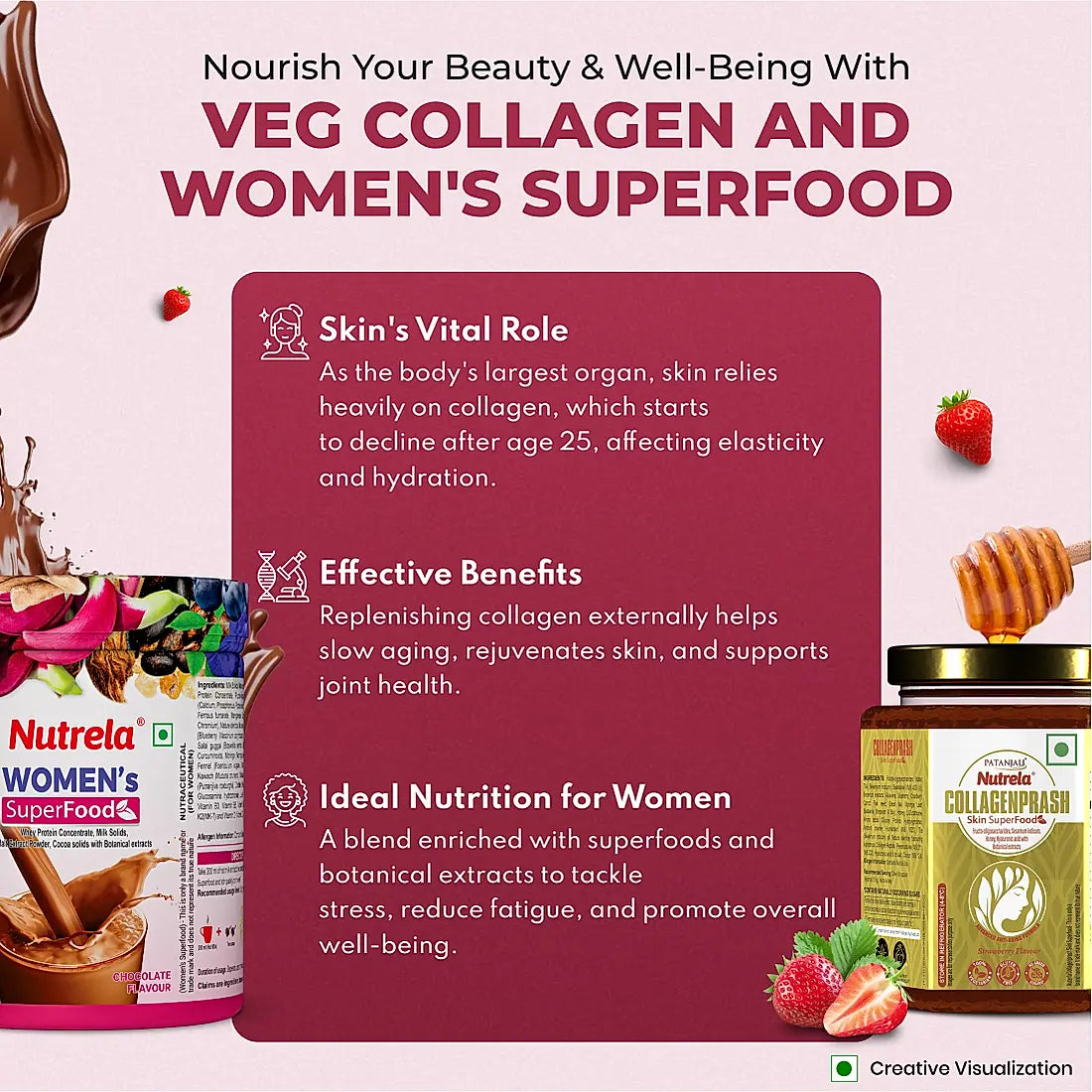 Patanjali Nutrela Women’s SuperFood + Collagen Prash | Daily Nutrition and Skin Repair Combo