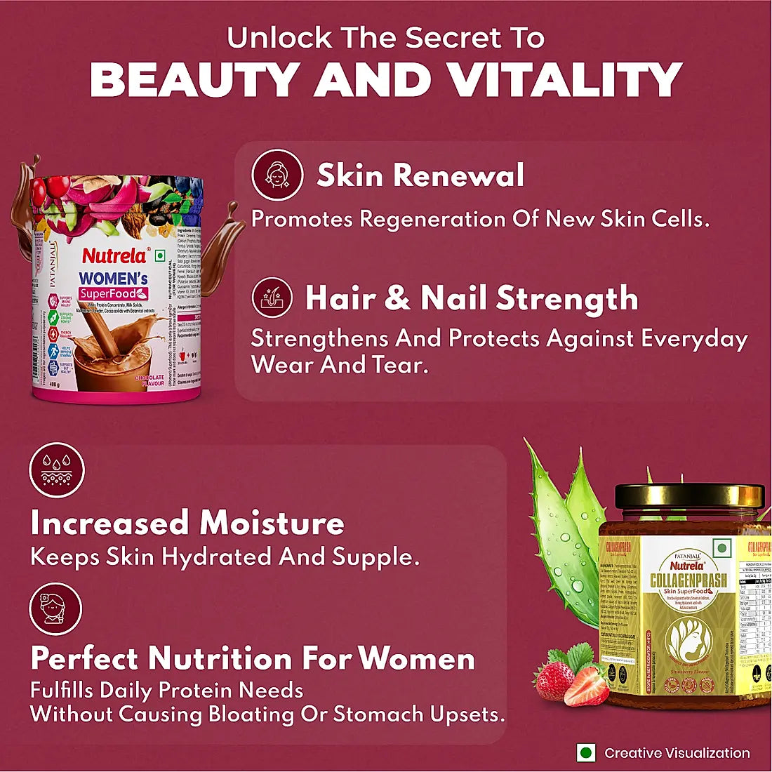 Patanjali Nutrela Women’s SuperFood + Collagen Prash | Daily Nutrition and Skin Repair Combo