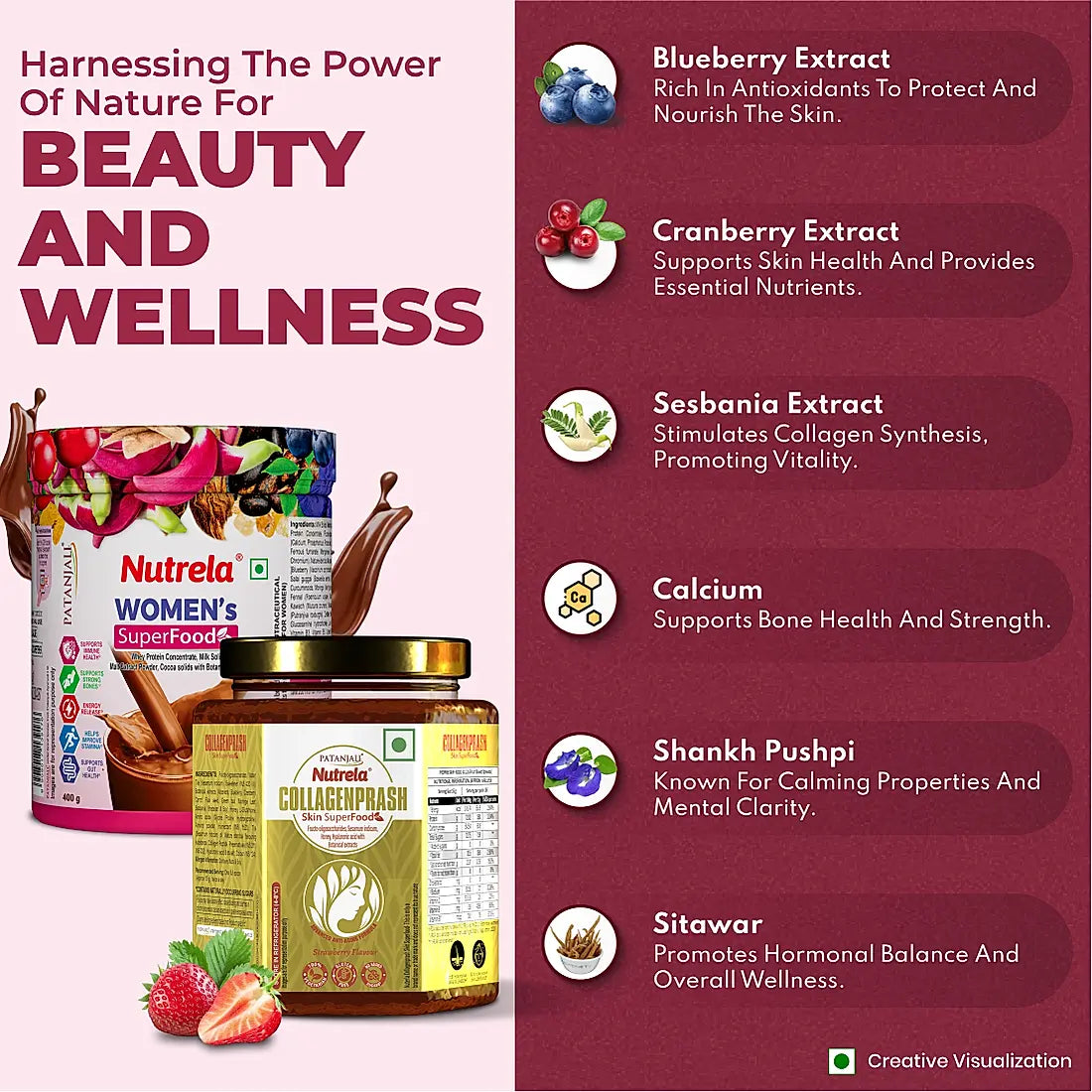 Patanjali Nutrela Women’s SuperFood + Collagen Prash | Daily Nutrition and Skin Repair Combo