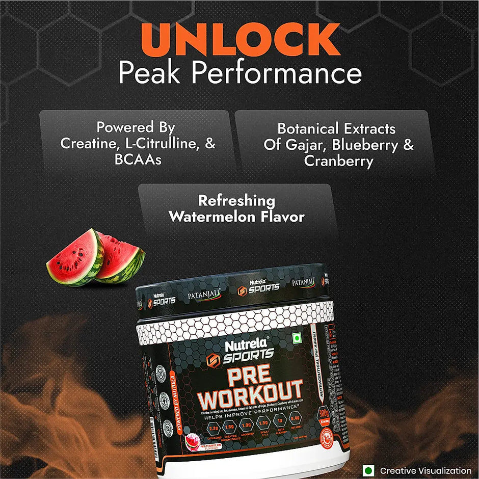 Patanjali Nutrela Sports Pre - Workout (300g) - Watermelon Flavour