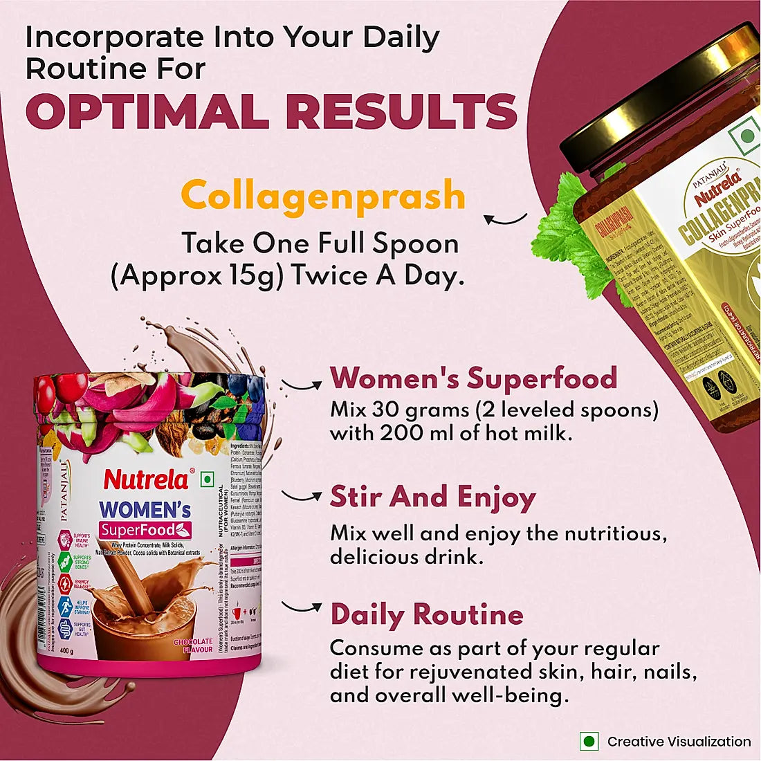 Patanjali Nutrela Women’s SuperFood + Collagen Prash | Daily Nutrition and Skin Repair Combo